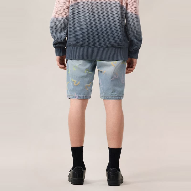 Джинсовые шорты Evisu Джинсовые шорты синие с принтом полностью синие мужские - изображение 4