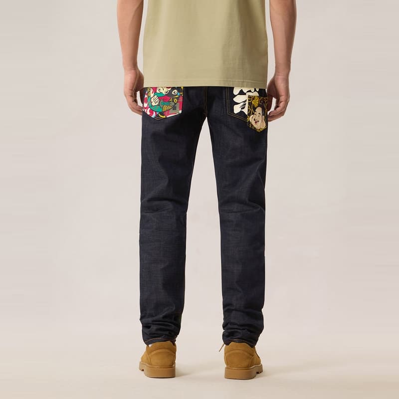 Штаны EVISU Джинсовый Синий Мужские Джинсы - изображение 3