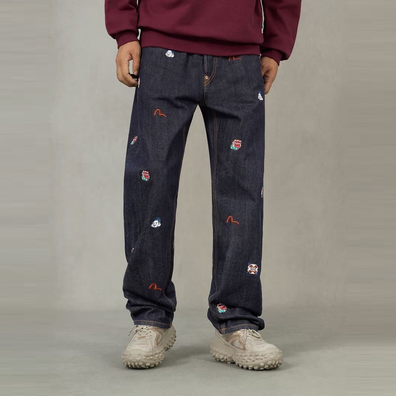 Штаны EVISU Джинсовый Синий Мужские Джинсы - изображение 3