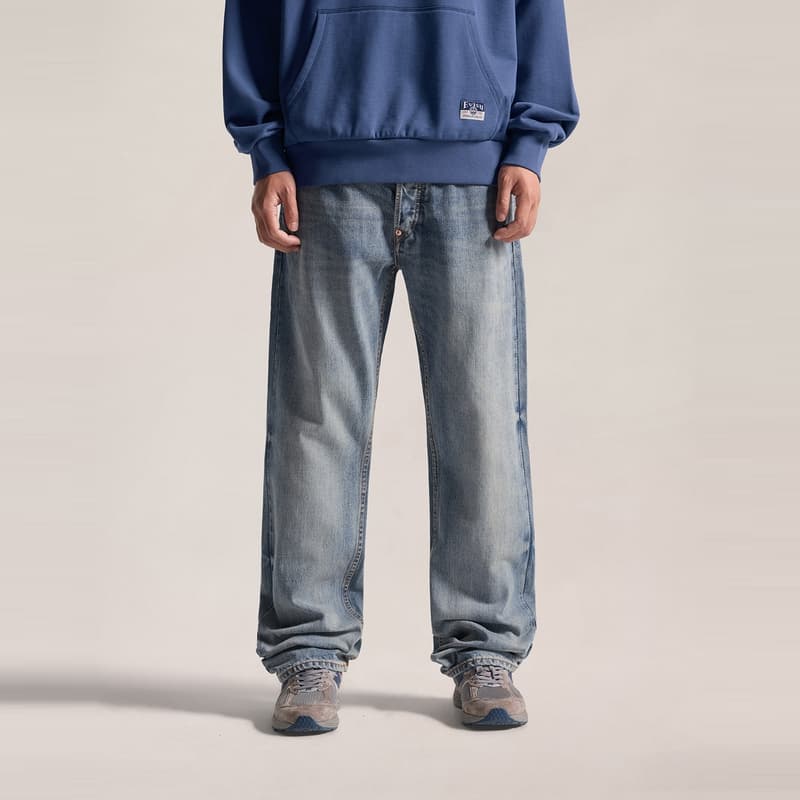 Штаны EVISU Джинсовый Синий Мужские Джинсы - изображение 4