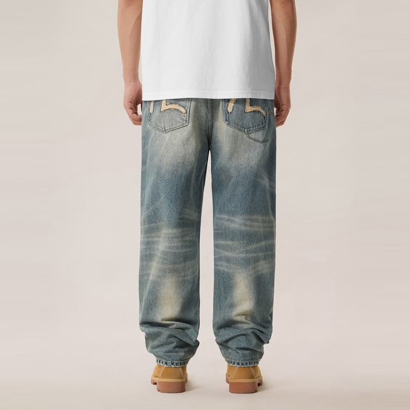 Штаны EVISU Джинсовый Синий Мужские Джинсы - изображение 3