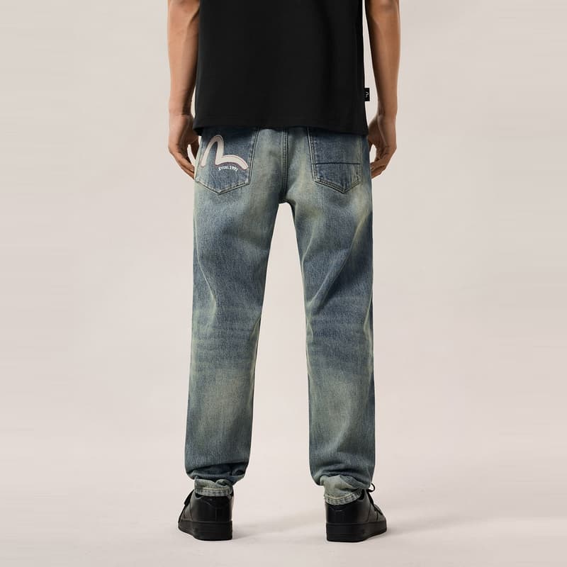 Штаны EVISU Джинсовый Синий Мужские Джинсы - изображение 3