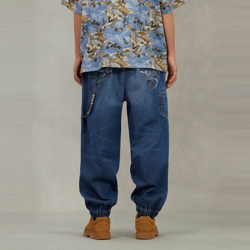 Штаны EVISU Джинсовый Синий Мужские Джинсы - изображение 3
