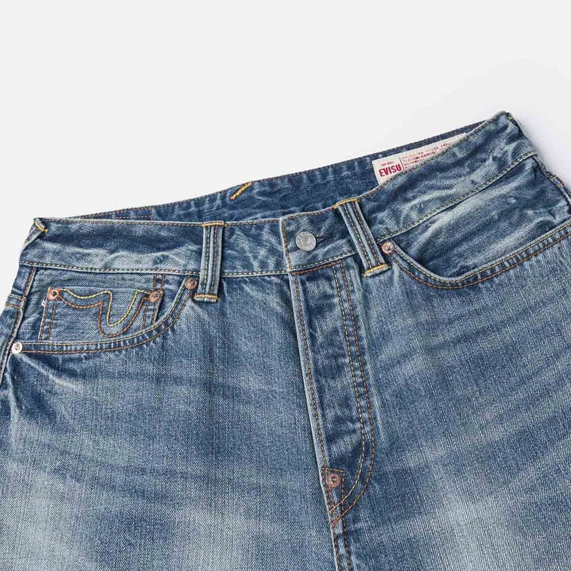 Штаны EVISU Джинсовый Синий Мужские Джинсы - изображение 5