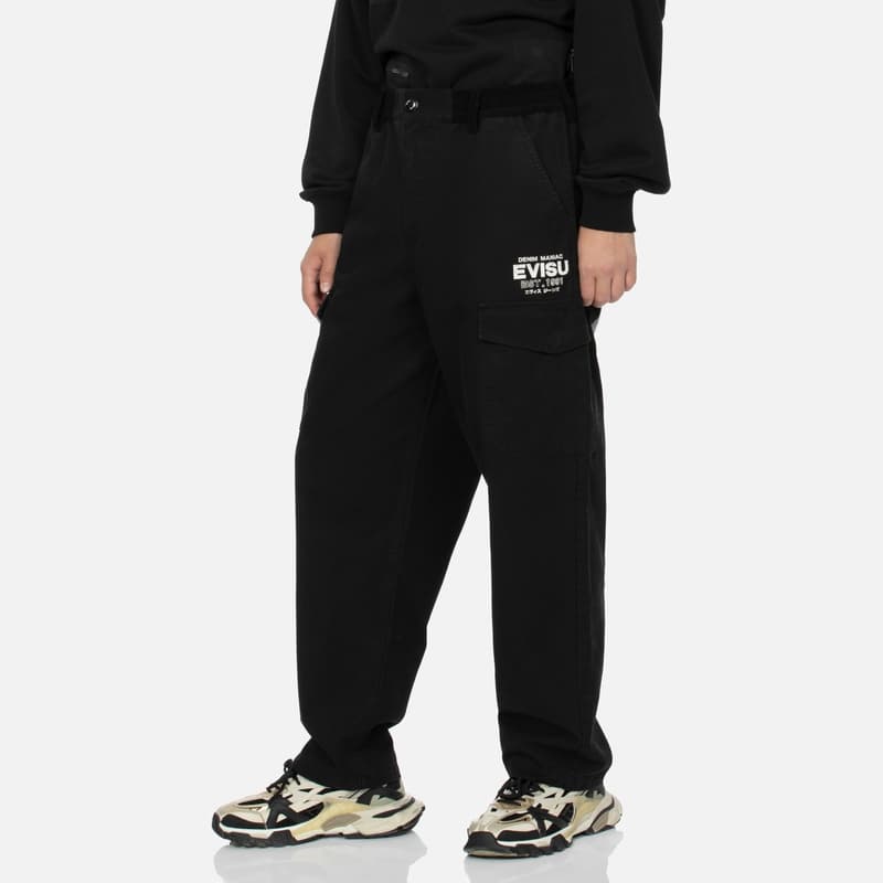 Штаны EVISU 2024 Осенне-зимние Повседневные Штаны Мужские Черные - изображение 5