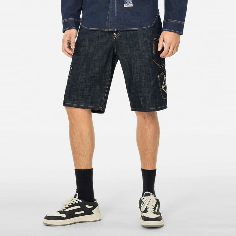 Джинсовые шорты EVISU 2025 Летние Джинсовые Шорты Мужские - изображение 4
