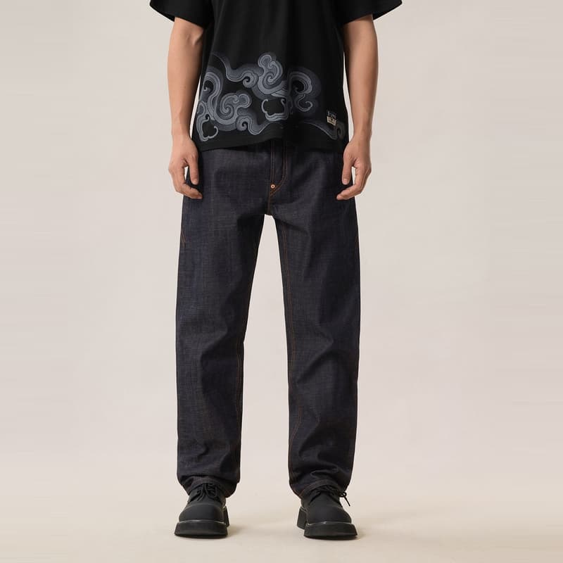 Штаны EVISU Джинсовый Синий Мужские Джинсы - изображение 4