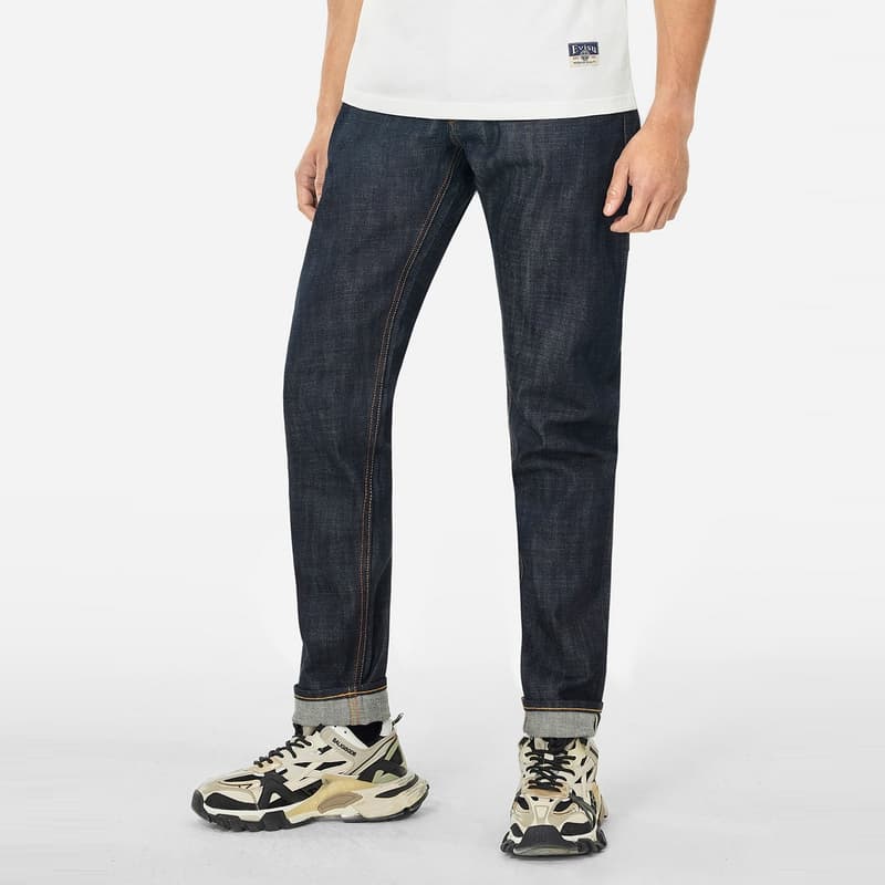 Штаны EVISU Джинсовый Синий Мужские Джинсы - изображение 4