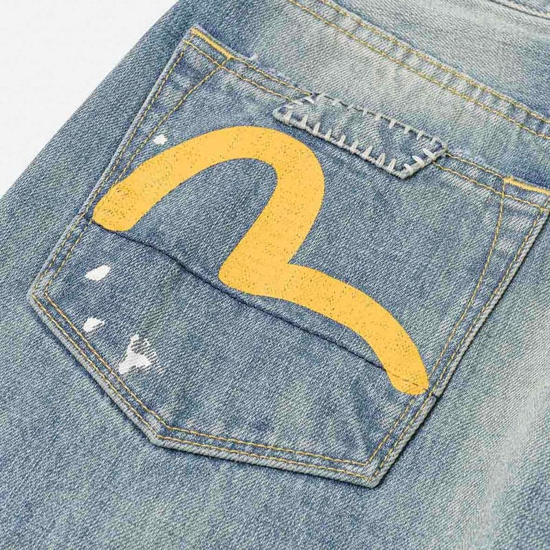 Штаны EVISU Джинсовый Синий Мужские Джинсы - изображение 5