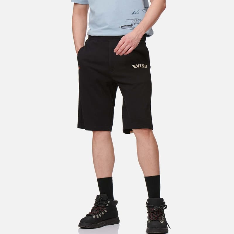 Тренировочные штаны EVISU 23SS Black Shorts - изображение 4