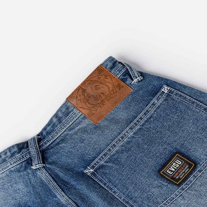 Джинсовые шорты Evisu Джинсовые синие мужские джинсовые шорты - изображение 8