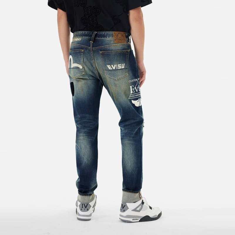Штаны EVISU Джинсовый Синий Мужские Джинсы - изображение 5
