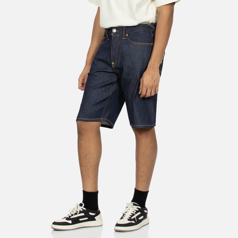 Джинсовые шорты EVISU Джинсовые синие мужские джинсовые шорты - изображение 4