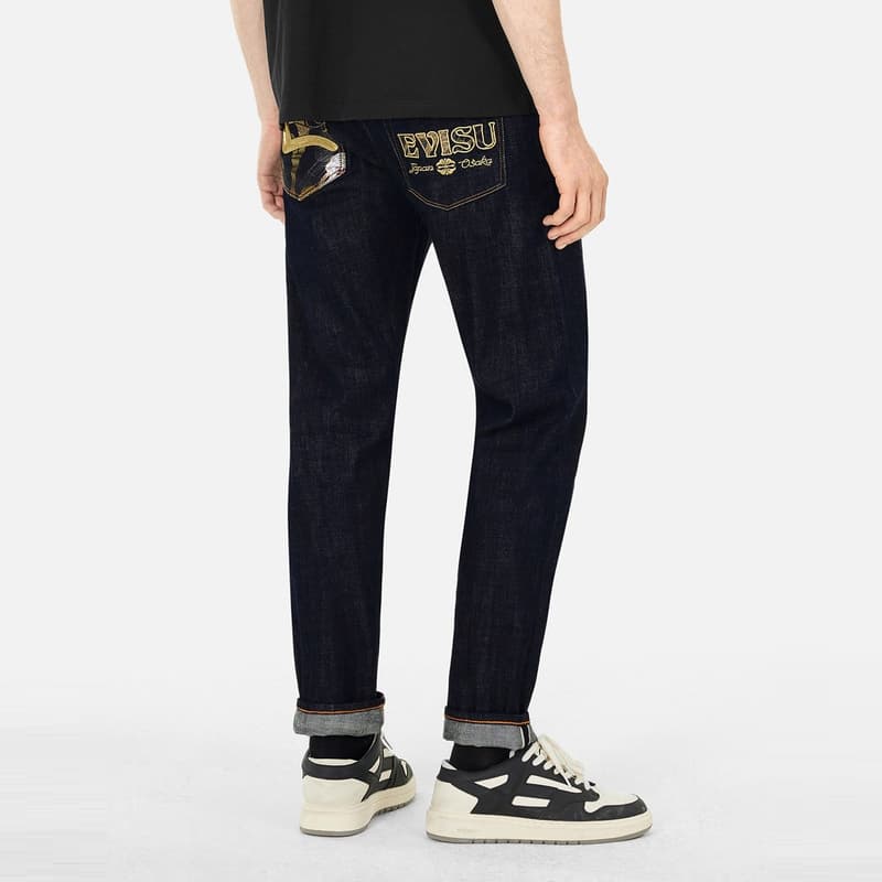 Штаны EVISU Джинсовый Синий Мужские Джинсы - изображение 3