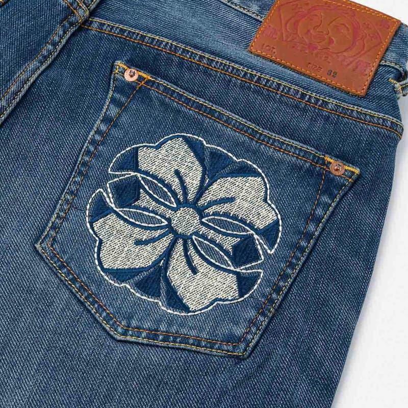 Штаны EVISU Джинсовый Синий Мужские Джинсы - изображение 7
