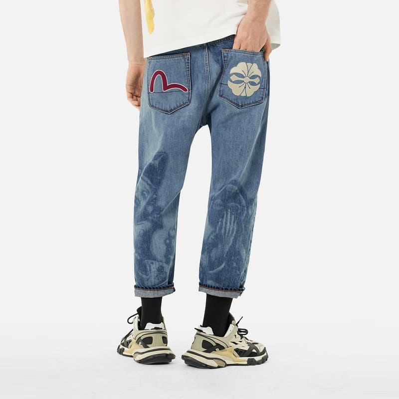 Штаны EVISU Джинсовый Синий Мужские Джинсы - изображение 3