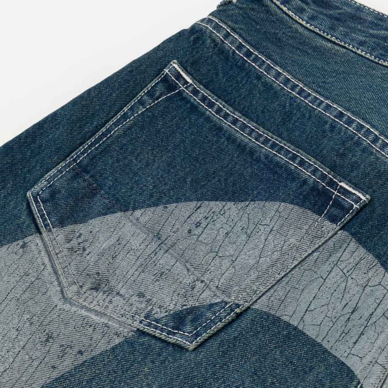 Джинсовые шорты EVISU Джинсовые синие мужские джинсовые шорты - изображение 6