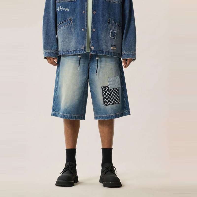 Джинсовые шорты Evisu Джинсовые синие мужские джинсовые шорты - изображение 4