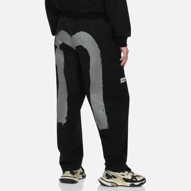Штаны EVISU 2024 Осенне-зимние Повседневные Штаны Мужские Черные - изображение 3