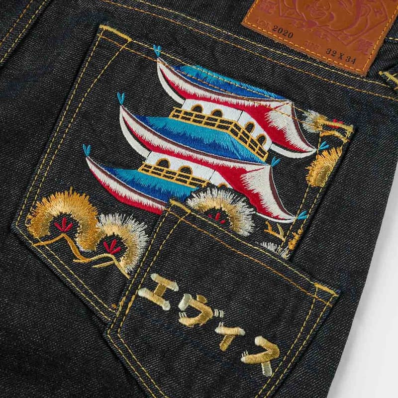 Штаны EVISU Джинсовый Синий Мужские Джинсы - изображение 7