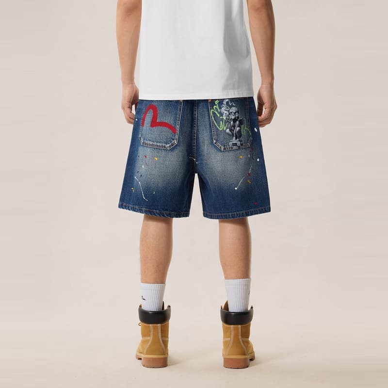 Джинсовые шорты Evisu Джинсовые синие мужские джинсовые шорты - изображение 3
