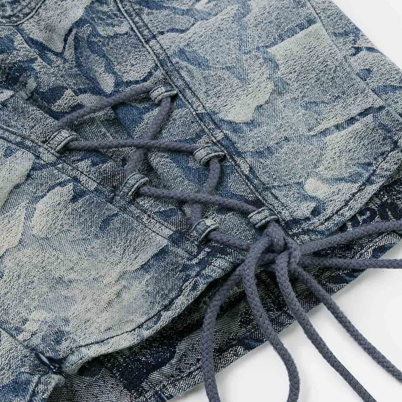 Майка EVISU Джинсовый синий сплошной принт Женские Майки - изображение 7