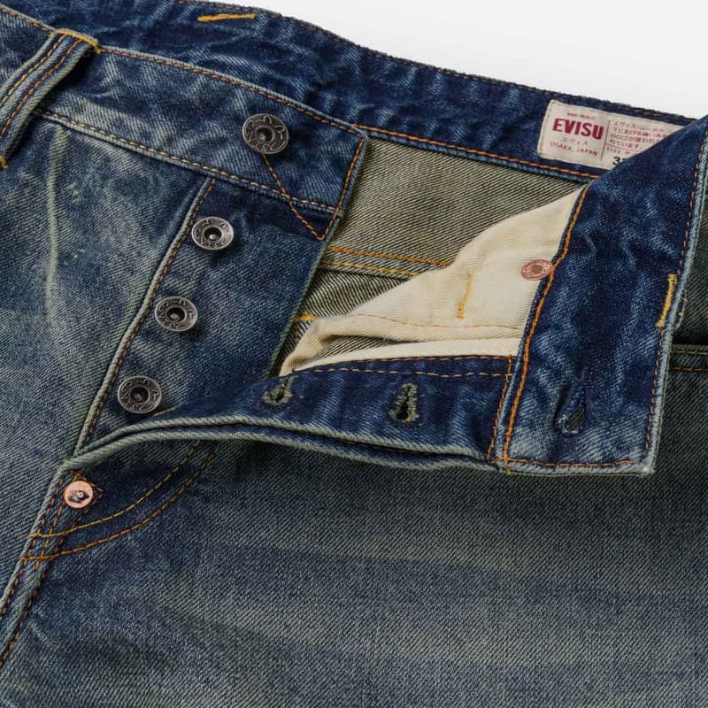 Штаны EVISU Джинсовый Синий Мужские Джинсы - изображение 7