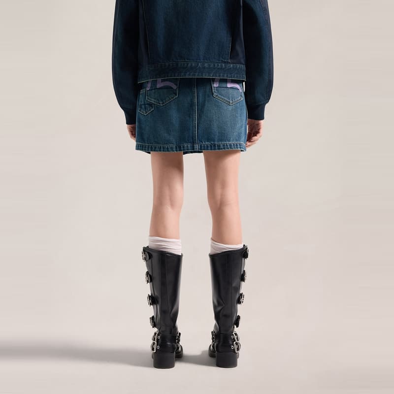 Evisu Джинсовый синий Женские Джинсовые мини юбки - изображение 3