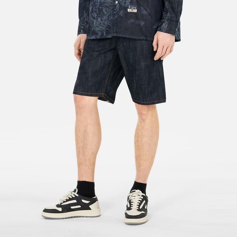 Джинсовые шорты EVISU 2025 Летние Джинсовые Шорты Мужские - изображение 4
