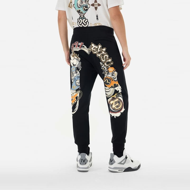 Штаны EVISU Черные Мужские Повседневные Штаны - изображение 4