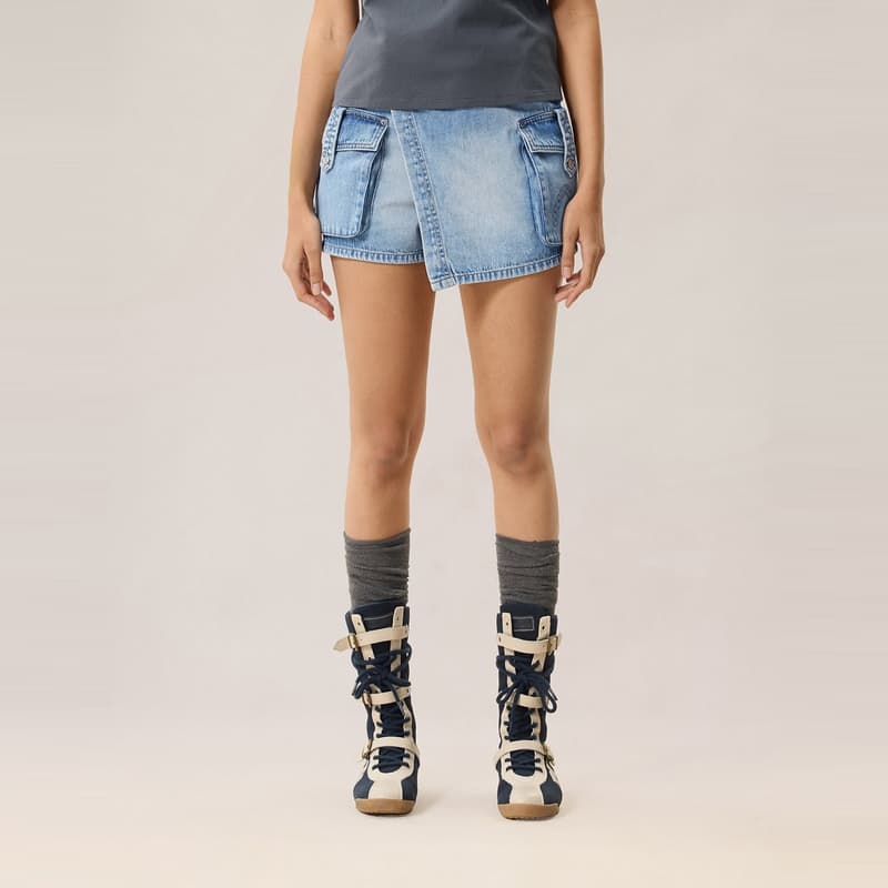 Evisu Джинсовые синие женские джинсовые шорты - изображение 3