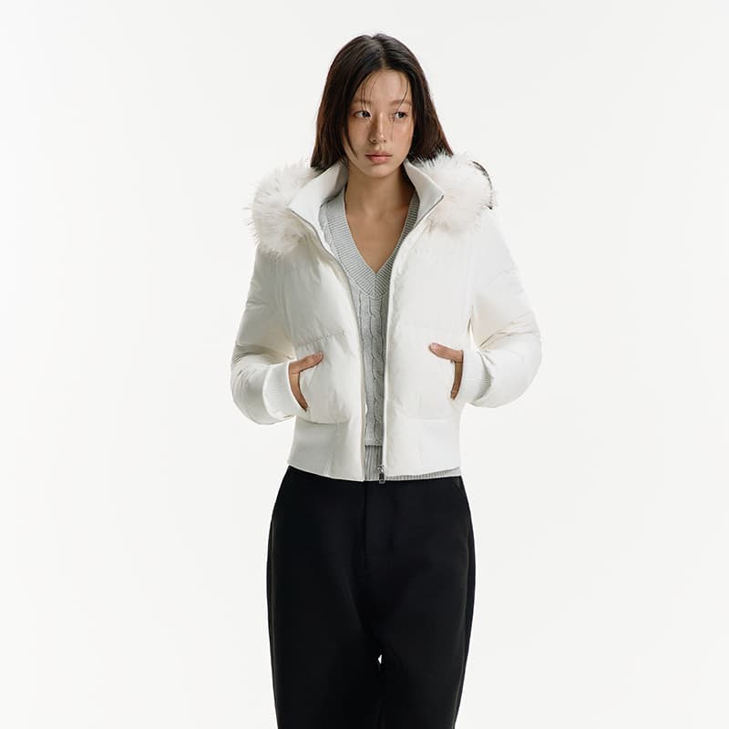Пуховик HEYABC Белый пуховик женские пуховые куртки - изображение 3