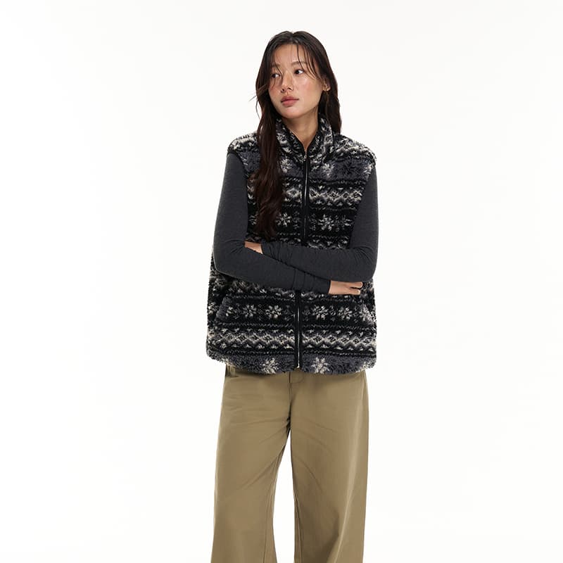 HEYABC Черный Fair Isle Жилет Женские Жилеты - изображение 5