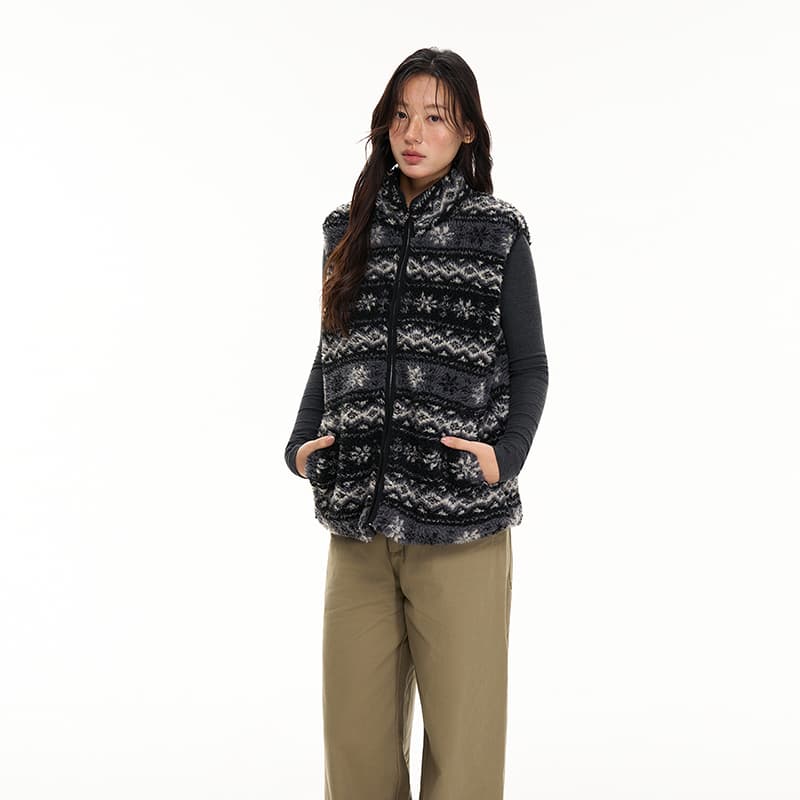 HEYABC Черный Fair Isle Жилет Женские Жилеты - изображение 4