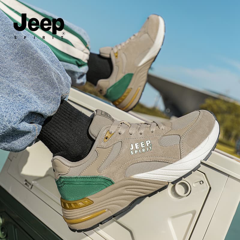 Кроссовки JEEP SPIRIT Износостойкая и Легкая Низкая Повседневная Обувь Мужская Коричневая Зеленая - изображение 7