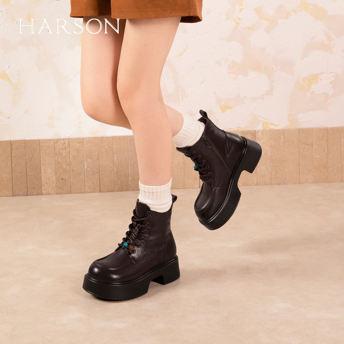 Ботинки HARSON Shearling Fleece Lined Термическая Платформа Увеличение Высоты Коровья Кожа Повседневные Ботинки 13,5см - изображение 10