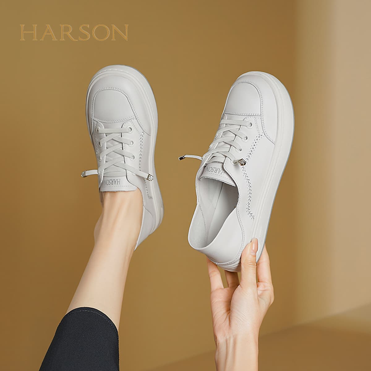 Кроссовки HARSON Низкие кеды для скейтбординга Женские Белые Серебряные - изображение 4
