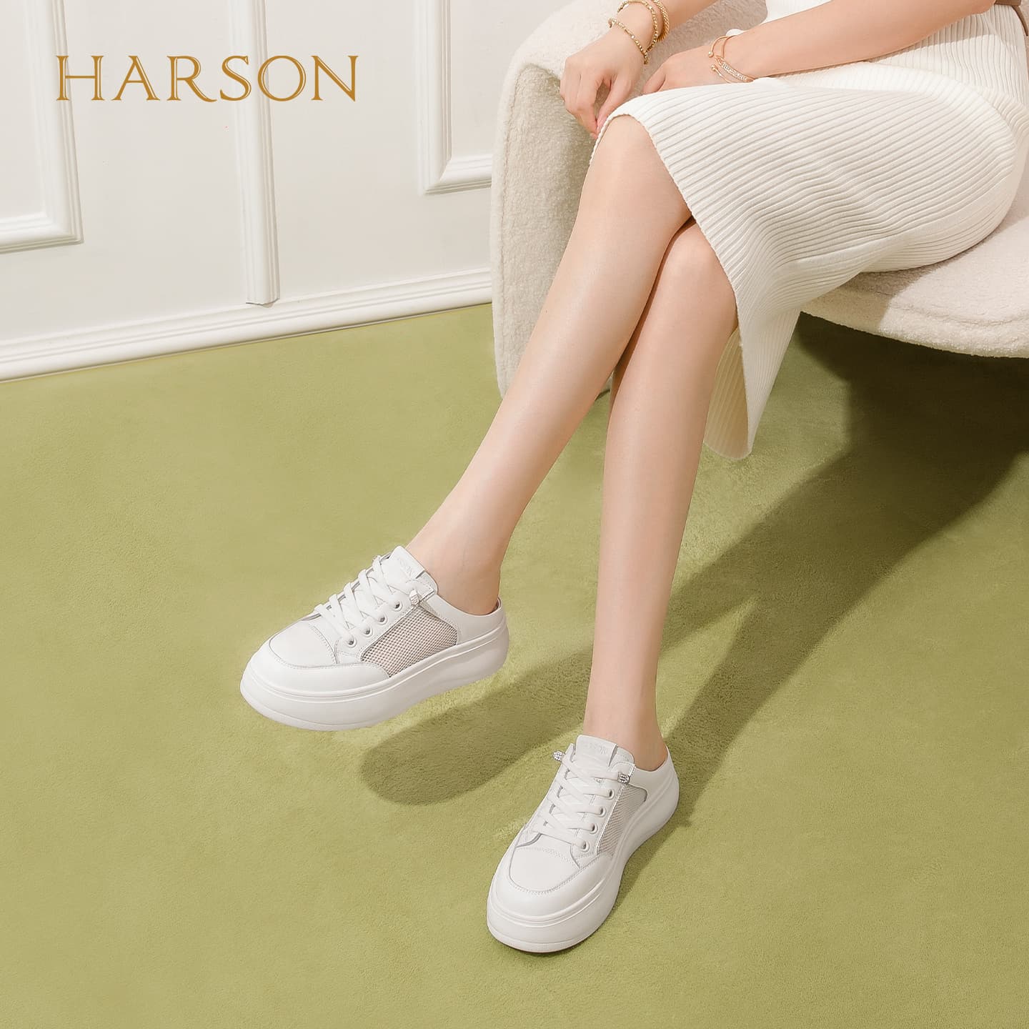 Сандалии HARSON Закрытые тапочки Белый Женский - изображение 5