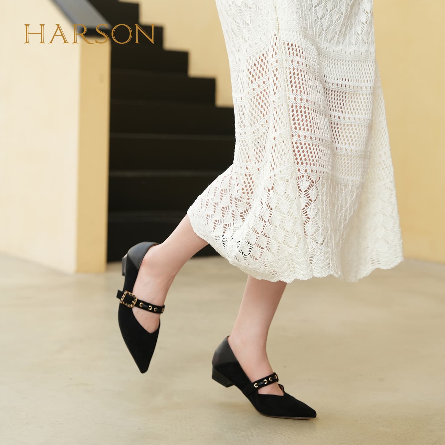 HARSON Mary Jane Shoes Black Sheepskin Women's - изображение 5
