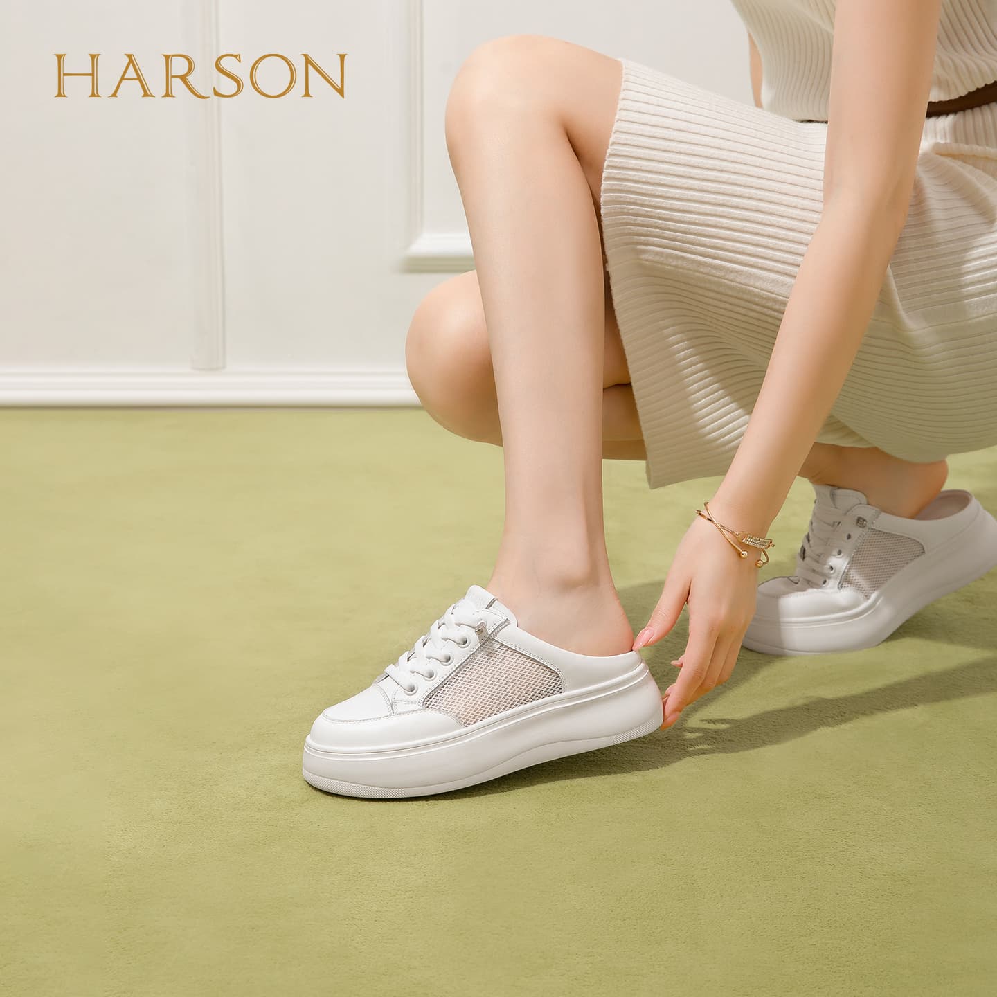 Сандалии HARSON Закрытые тапочки Белый Женский - изображение 4