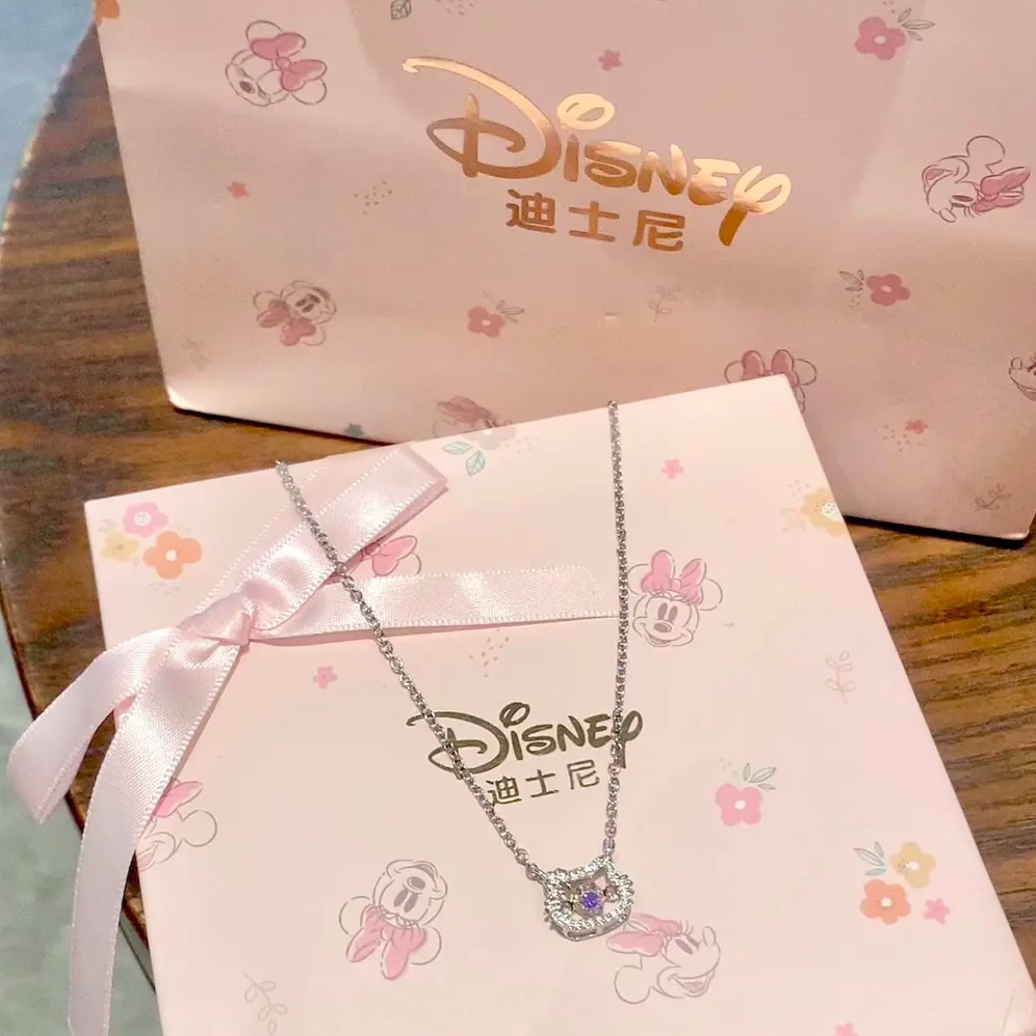 Ожерелье Disney Мари Кошка Синтетический кубический цирконий Медный Цепочки и ожерелья Женские Ослепительный цвет Серебряный - изображение 5