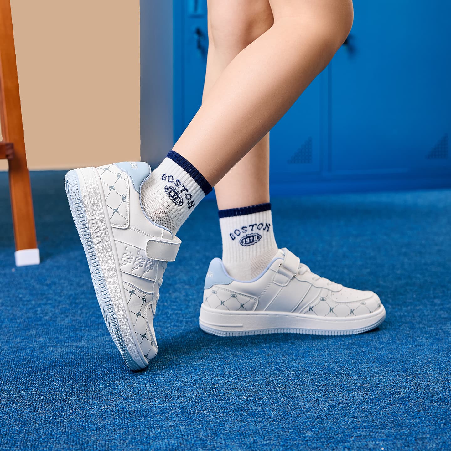 Кроссовки KAPPA KIDS KAPPA KIDS Обувь Устойчивая к истиранию Низкие Кроссовки для скейтбординга Классические Белый Айсберг Синий - изображение 7