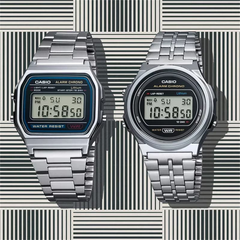 Часы CASIO Маленький Серебряный Блок Кварцевый Механизм Нержавеющая Сталь Шнуровка Унисекс Серебристый Циферблат - изображение 3