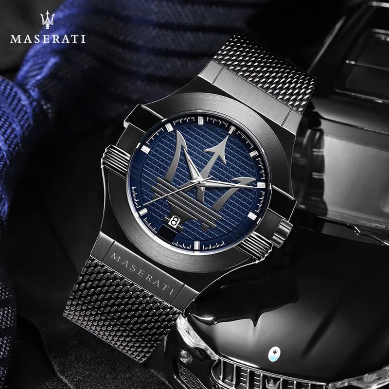 Механические часы Maserati Часы на запястье Кварцевый механизм Нержавеющая сталь Шнуровка 42 мм Синий циферблат Мужские часы - изображение 5