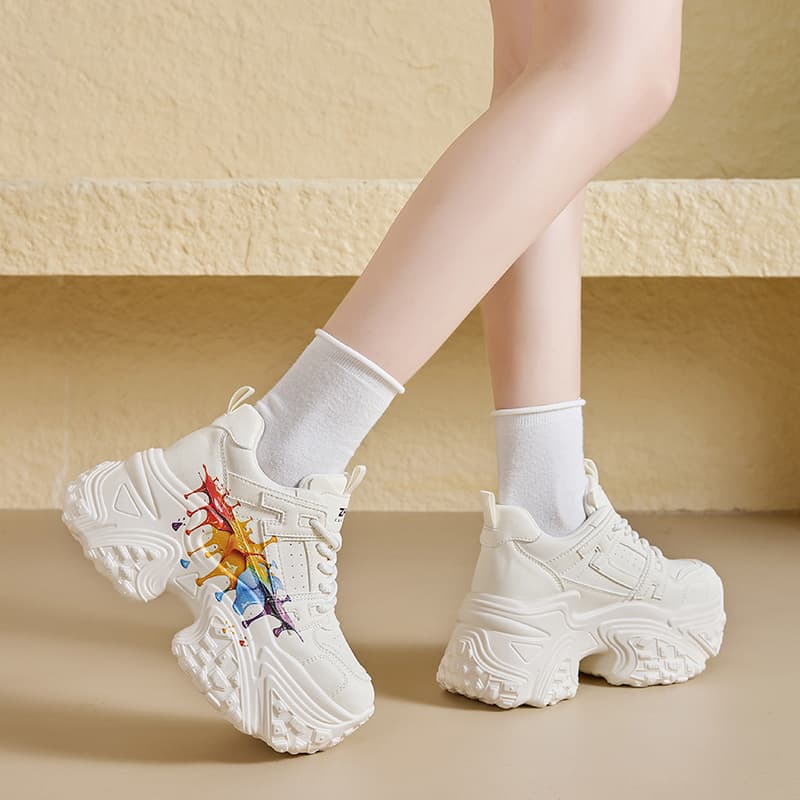 Кроссовки ZHR Little White bear Устойчивые к истиранию Легкие Низкие Кроссовки с толстой подошвой Женские Бежевые - изображение 5