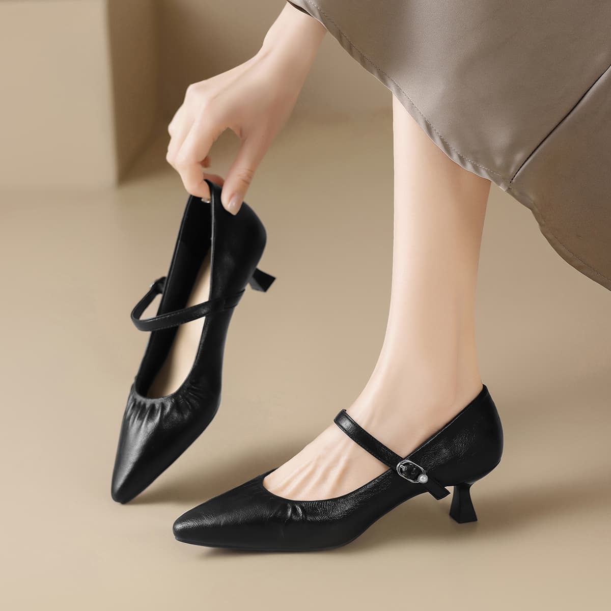 ZHR Туфли Мэри Джейн с узким каблуком 4CM для женщин - изображение 5