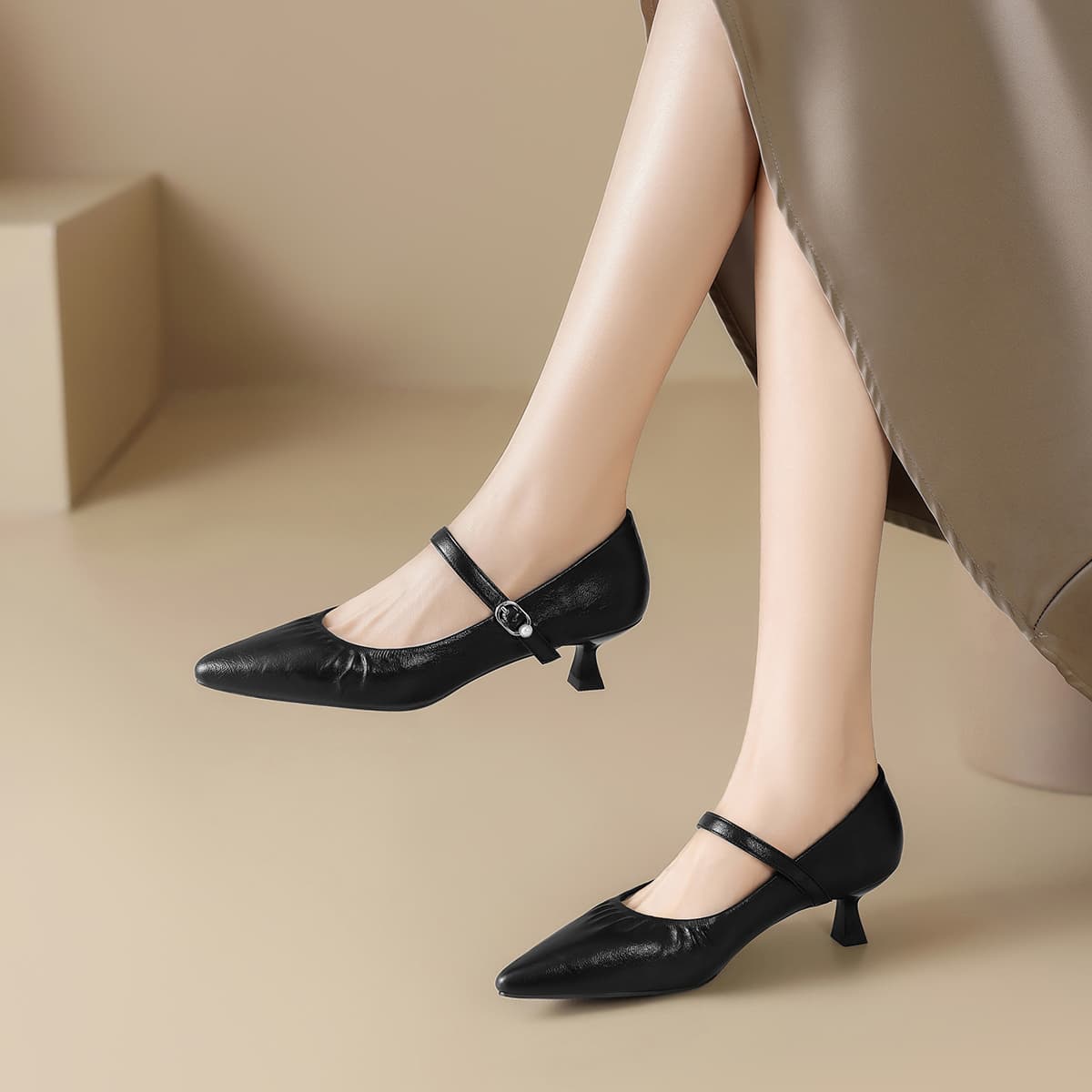 ZHR Туфли Мэри Джейн с узким каблуком 4CM для женщин - изображение 4
