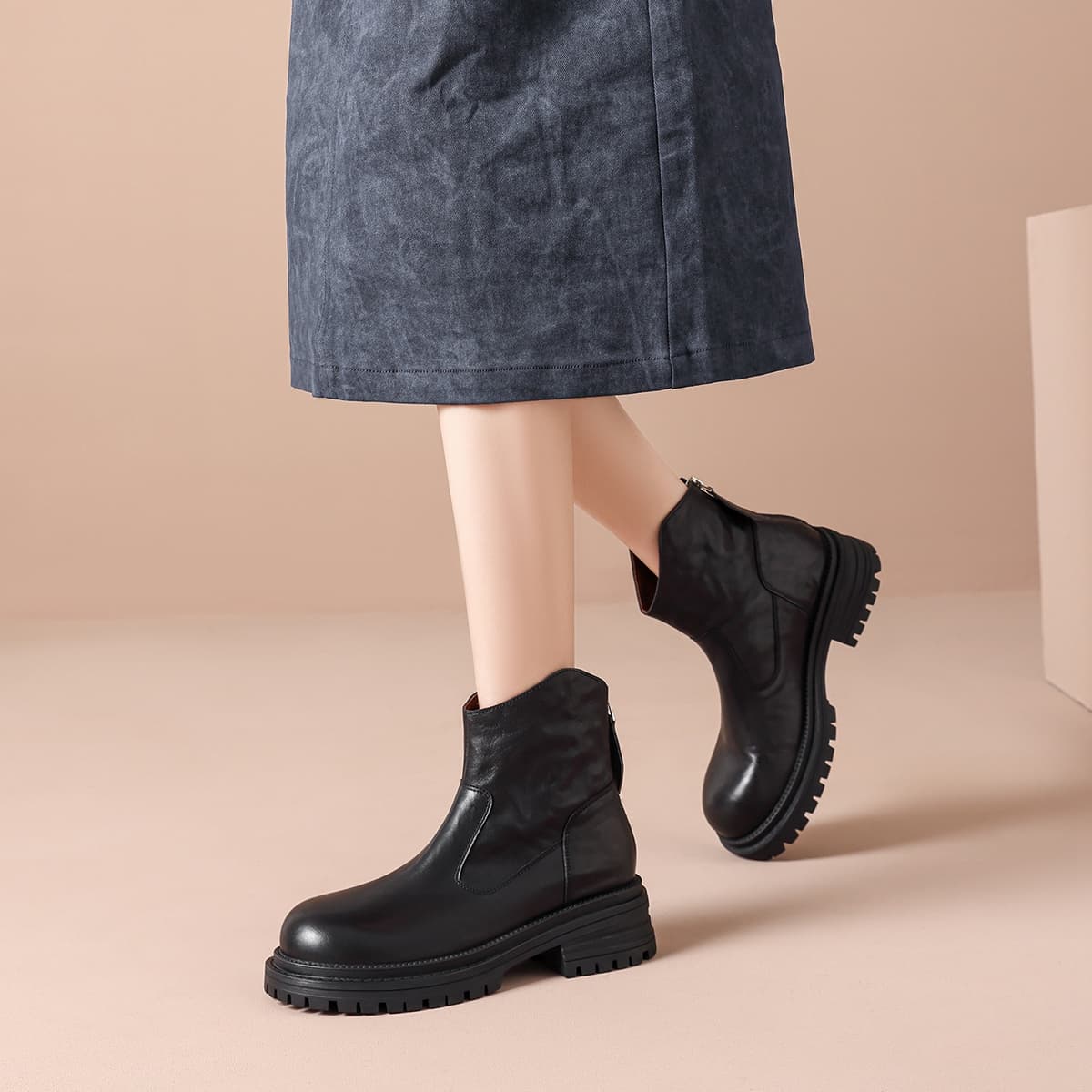 Сапоги ZHR Ботильоны из натуральной коровьей кожи 4,5 см женские - изображение 3