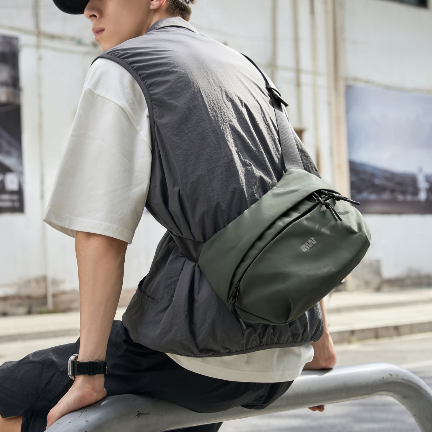 Сумка через плечо SEPTWOLVES Crossbody Bag Gray Green Unisex SEPTWOLVES Кроссбоди Сумка Серый Зеленый Унисекс - изображение 4