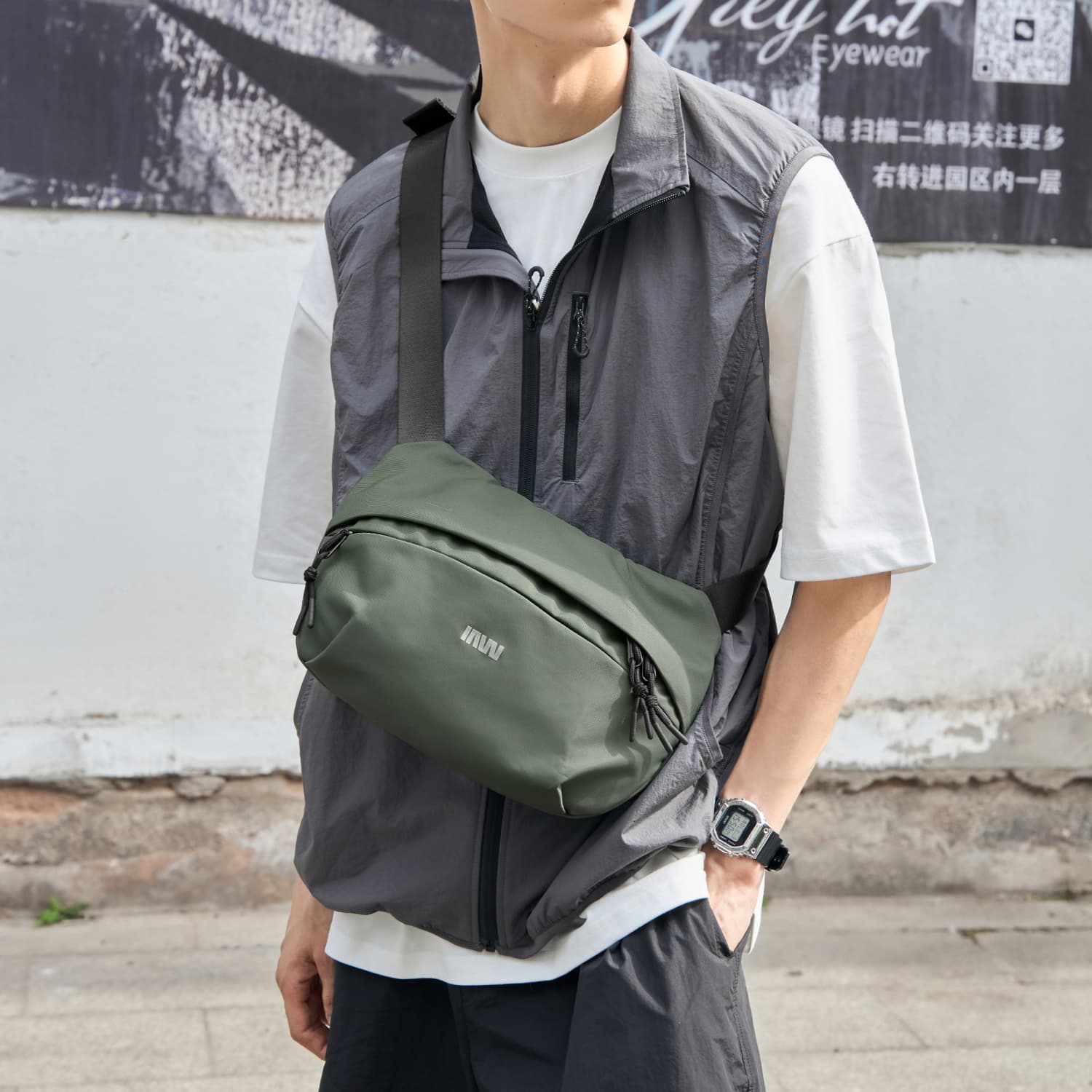 Сумка через плечо SEPTWOLVES Crossbody Bag Gray Green Unisex SEPTWOLVES Кроссбоди Сумка Серый Зеленый Унисекс - изображение 5